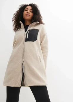 bonprix Jacken & Mäntel|Sweat|Teddy-Fleece Jacke steingrau