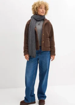 bonprix Jacken & Mäntel|Sweat|Teddy-Fleece Jacke lehmbraun