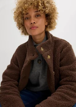 bonprix Jacken & Mäntel|Sweat|Teddy-Fleece Jacke lehmbraun