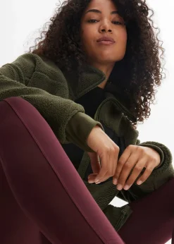 bonprix Bekleidung·Blusen & Tuniken|Bekleidung·Hosen|Teddy-Fleece Jacke dunkeloliv