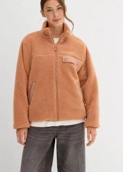 bonprix Nachhaltigere Materialien|Sweat|Teddy-Fleece Jacke braun