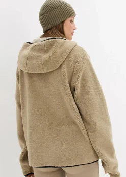 Teddy-Fleece Jacke mit Kapuze|bonprix Sale