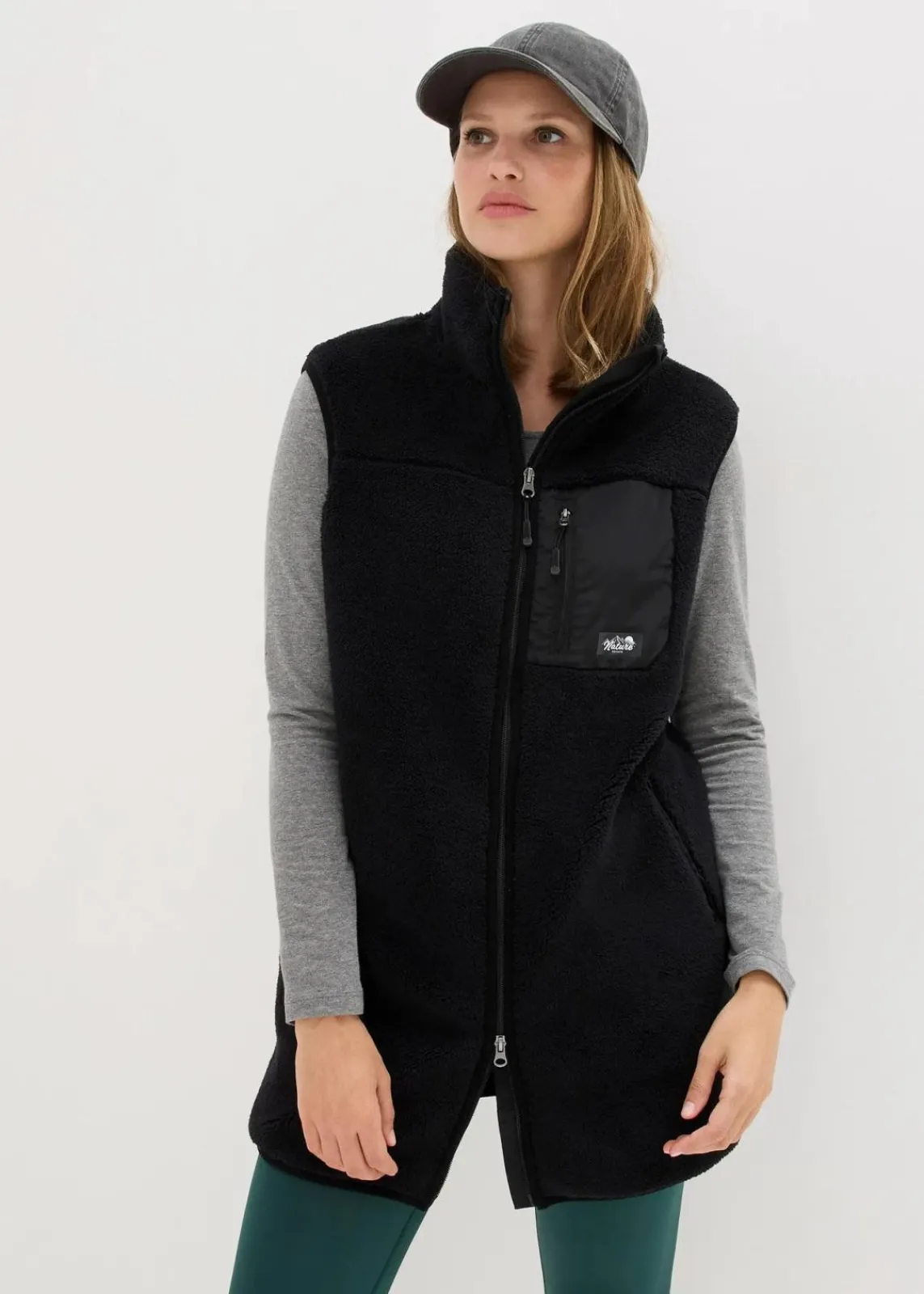 bonprix Jacken & Mäntel|Sweat|Teddy-Fleece Weste schwarz