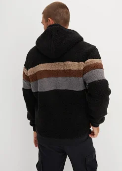bonprix Sweat|Jacken & Mäntel|Teddy-Fleecejacke mit Kapuze schwarz