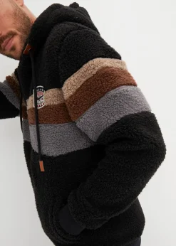 bonprix Sweat|Jacken & Mäntel|Teddy-Fleecejacke mit Kapuze schwarz