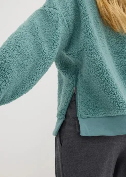bonprix Sweat|Nachhaltigere Materialien|Teddy-Fleecepullover rauchsalbei
