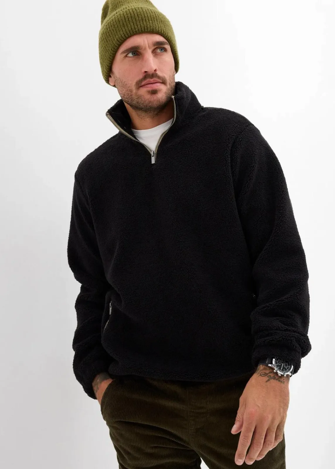 Teddy-Fleecepullover mit praktischen Reißverschlusstaschen|bonprix New