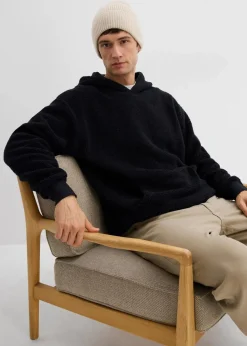 bonprix Große Größen|Sportbekleidung|Teddyfleece-Sweatshirt mit Baumwollfutter, Loose Fit schwarz