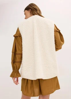 bonprix Jacken & Mäntel|Sweat|Teddy-Weste perlweiß