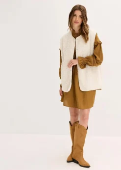 bonprix Jacken & Mäntel|Sweat|Teddy-Weste perlweiß