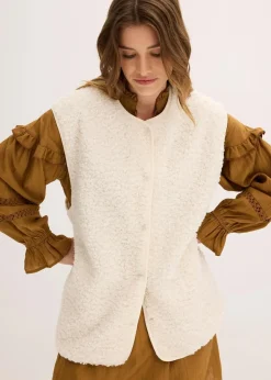 bonprix Jacken & Mäntel|Sweat|Teddy-Weste perlweiß