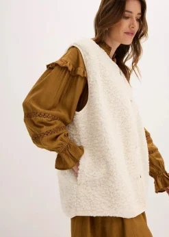 bonprix Jacken & Mäntel|Sweat|Teddy-Weste perlweiß