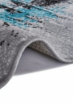 bonprix Veloursteppiche|Teppich mit malerischem Motiv grau türkis
