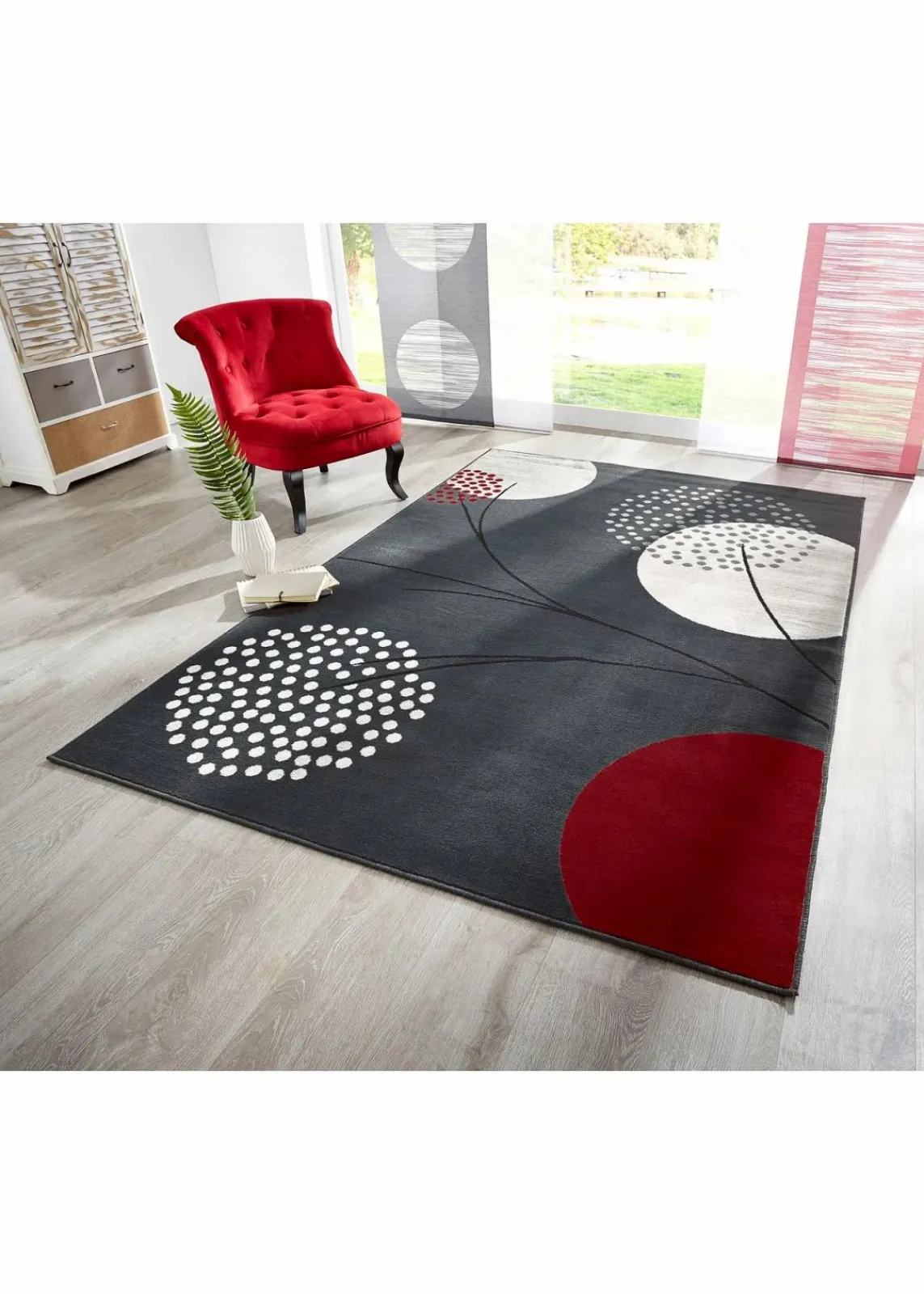 Teppich mit stilisierten Blüten|bonprix Clearance