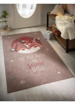 bonprix Veloursteppiche|Weihnachtsdeko & -Textilien·Wohntextilien|Teppich mit Weihnachtsmotiv beige
