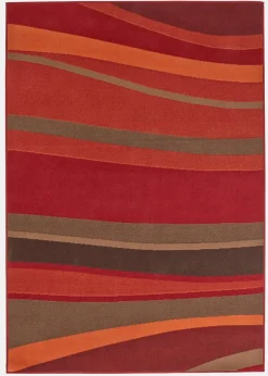 bonprix Veloursteppiche|Teppich mit Wellenmusterung terra