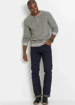 bonprix Jeans|Thermobekleidung|Thermo Classic Fit Jeans mit kuscheligem Flanellfutter, Straight schwarz denim