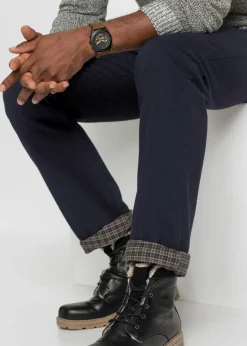 bonprix Jeans|Thermobekleidung|Thermo Classic Fit Jeans mit kuscheligem Flanellfutter, Straight schwarz denim
