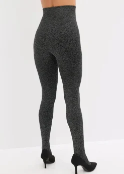 bonprix Wäsche·Socken & Strumpfhosen|Thermounterwäsche|Thermo Fleece Strumpfhose aus Glitzergarn schwarz/silber
