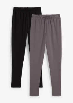 bonprix Mehrfachpacks|Jungen·Strümpfe|Thermo Funktionsleggings mit Kuschelfleece Futter (2er Pack) schwarz/schiefergrau