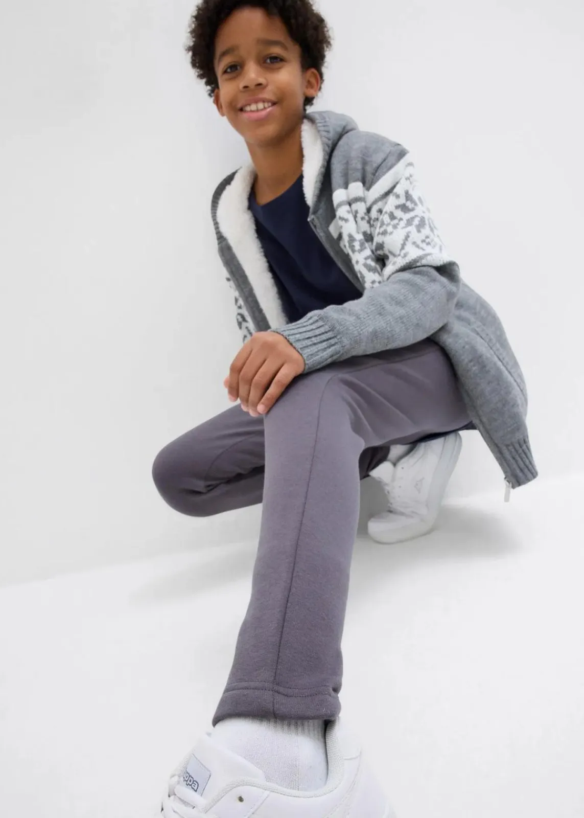 bonprix Mehrfachpacks|Jungen·Strümpfe|Thermo Funktionsleggings mit Kuschelfleece Futter (2er Pack) schwarz/schiefergrau