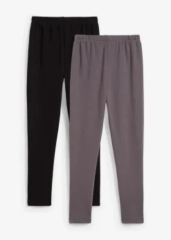 bonprix Mehrfachpacks|Jungen·Strümpfe|Thermo Funktionsleggings mit Kuschelfleece Futter (2er Pack) schwarz/schiefergrau