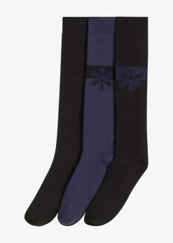 Thermo Kniestrümpfe mit weichem Innenfrottee mit Bio-Baumwolle (3er Pack)|bonprix
