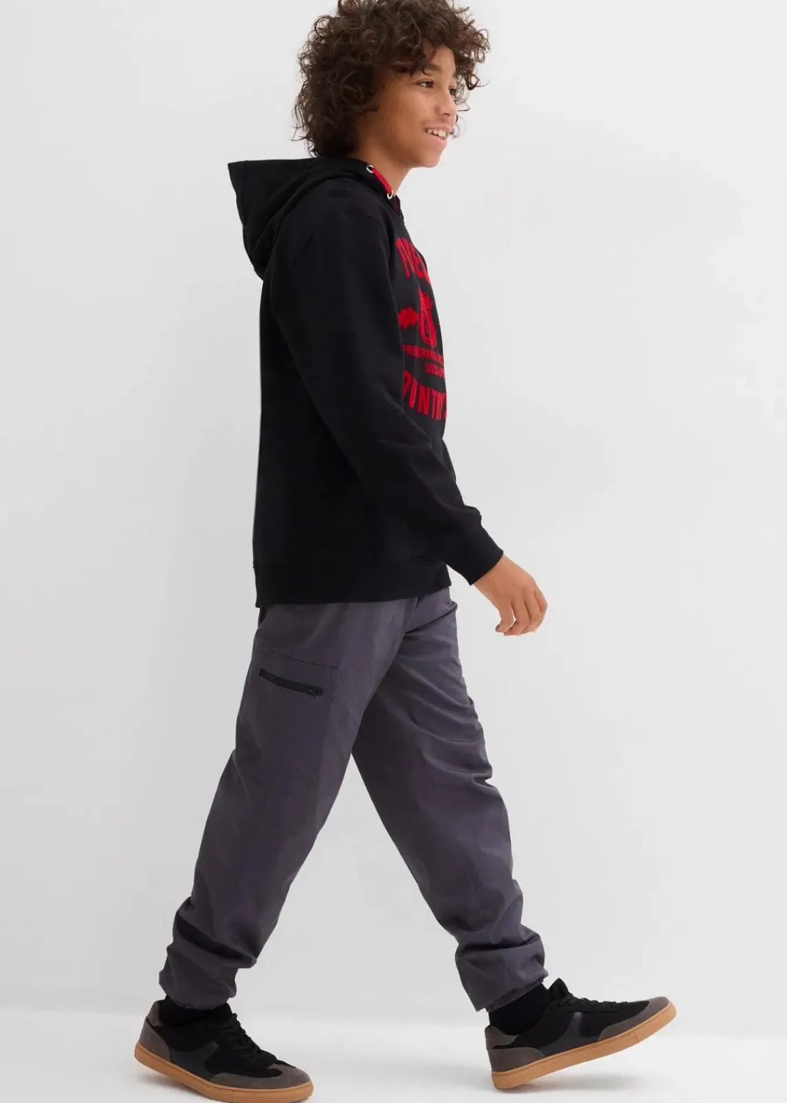 bonprix Jungen 9-16 Jahre·Jacken & Outdoor|Jungen 9-16 Jahre·Hosen|Thermo Loose Fit Cargohose mit Jerseyfutter dunkelgrau