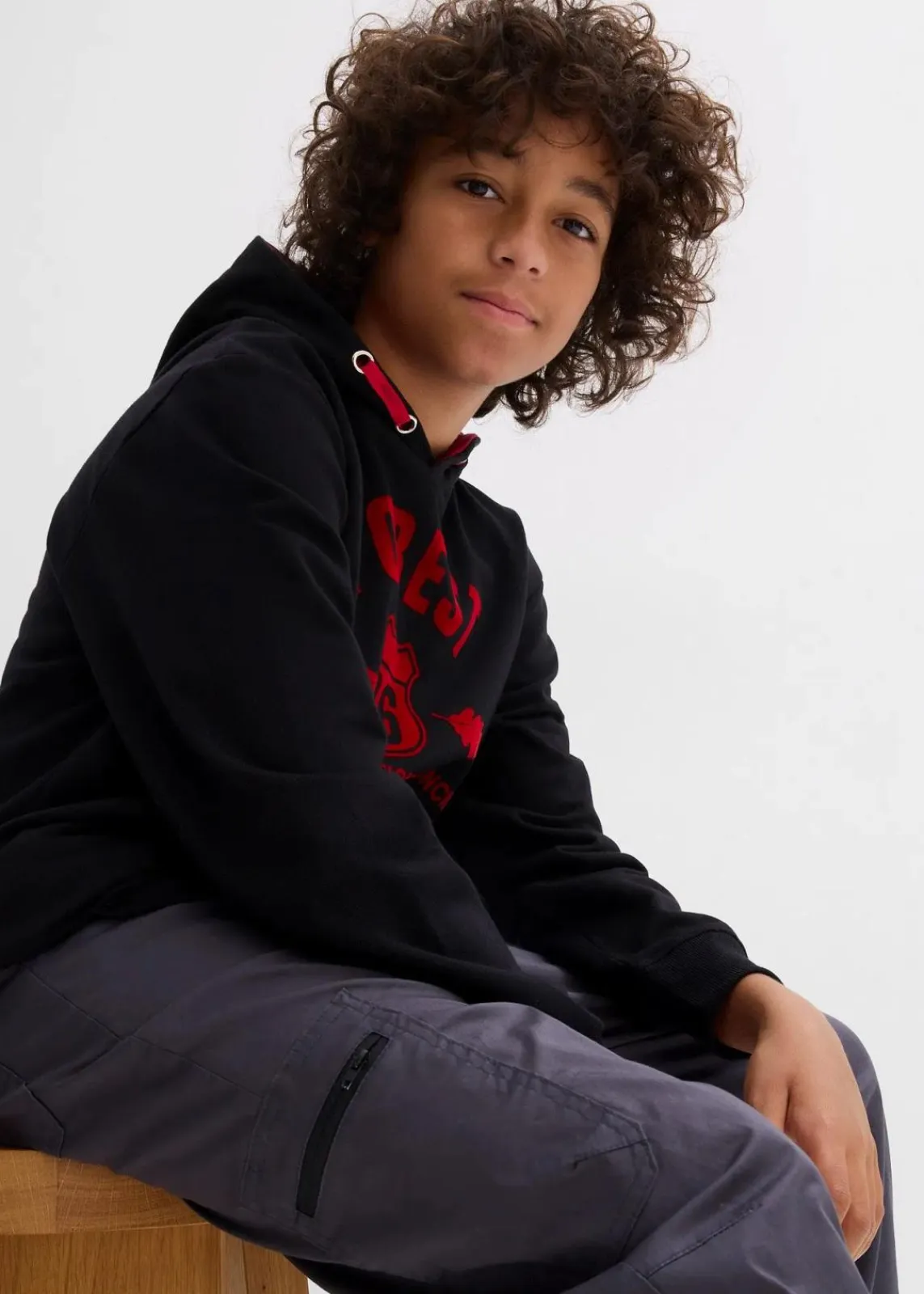 bonprix Jungen 9-16 Jahre·Jacken & Outdoor|Jungen 9-16 Jahre·Hosen|Thermo Loose Fit Cargohose mit Jerseyfutter dunkelgrau