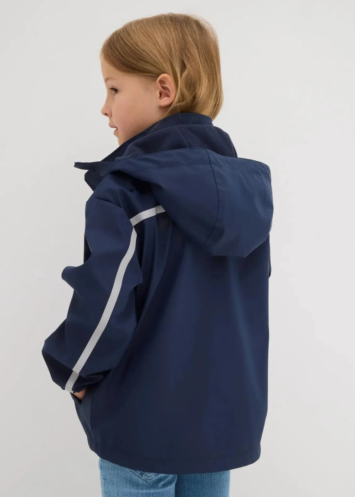 bonprix Jungen 2-8 Jahre·Jacken & Outdoor|Thermo Regenjacke mit abnehmbarer Kapuze und reflektierende Details dunkelblau