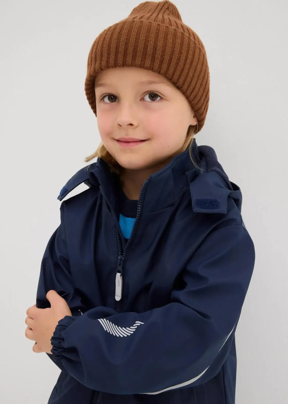 bonprix Jungen 2-8 Jahre·Jacken & Outdoor|Thermo Regenjacke mit abnehmbarer Kapuze und reflektierende Details dunkelblau
