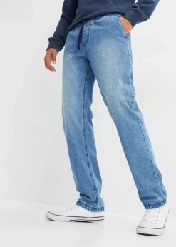 bonprix Große Größen|Outdoorbekleidung|Thermo Regular Fit Schlupf-Jeans mit Flanellfutter, Straight mittelblau denim