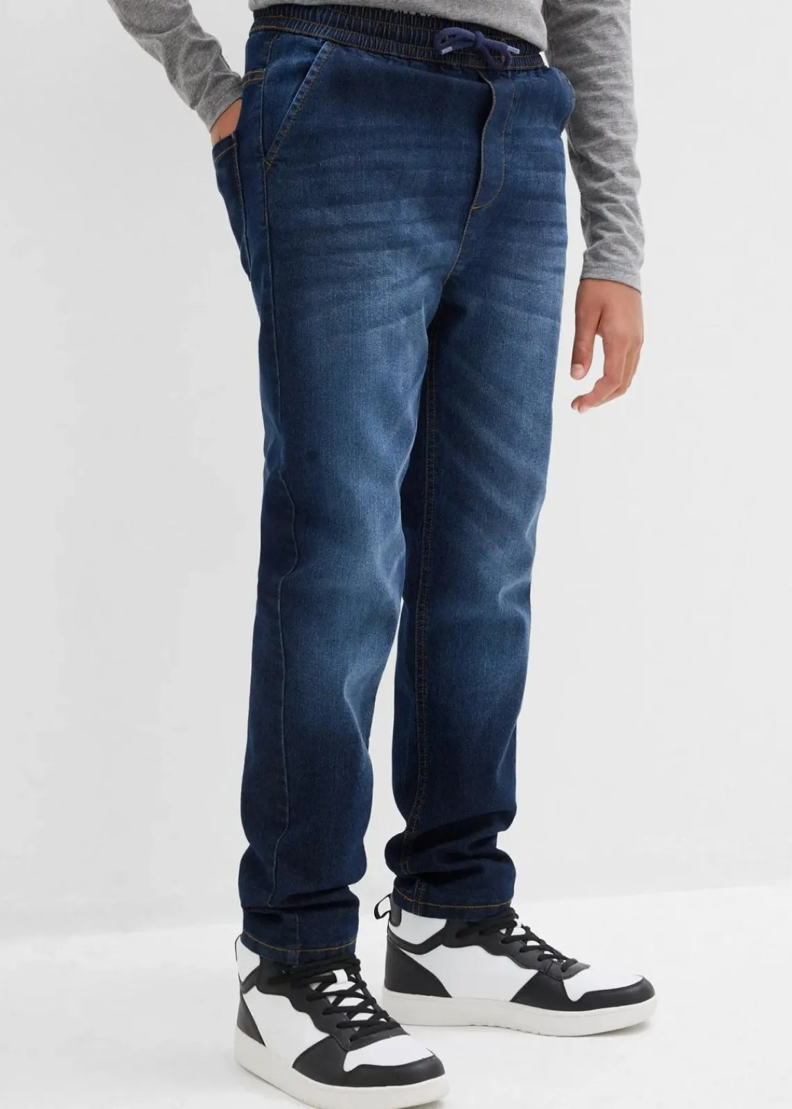 bonprix Jungen 9-16 Jahre·Bademode|Jungen 9-16 Jahre·Jacken & Outdoor|Thermo Regular Fit Schlupfjeans mit Jerseyfutter, Straight dunkelblau denim
