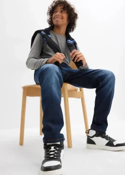 bonprix Jungen 9-16 Jahre·Bademode|Jungen 9-16 Jahre·Jacken & Outdoor|Thermo Regular Fit Schlupfjeans mit Jerseyfutter, Straight dunkelblau denim