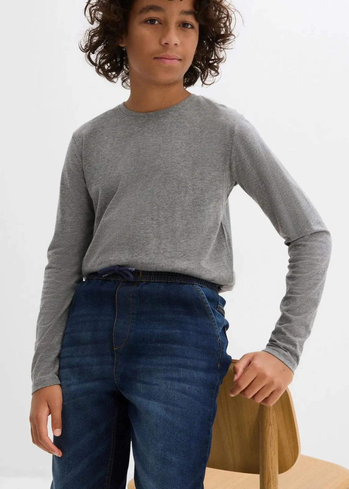 bonprix Jungen 9-16 Jahre·Bademode|Jungen 9-16 Jahre·Jacken & Outdoor|Thermo Regular Fit Schlupfjeans mit Jerseyfutter, Straight dunkelblau denim