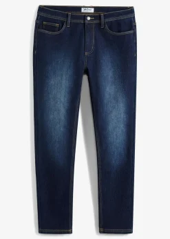 bonprix Thermobekleidung|Jeans|Thermo Regular Fit Stretch-Jeans mit wärmender Innenseite, Straight dunkelblau denim