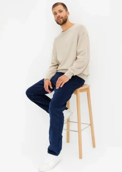 bonprix Hosen|Thermobekleidung|Thermo Relaxed Fit Cordhose mit Flanellfutter, Straight tiefblau