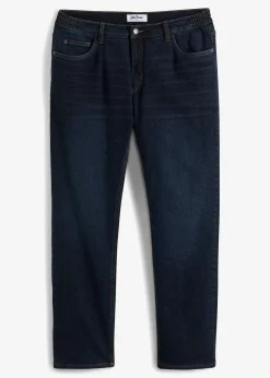 bonprix Große Größen|Outdoorbekleidung|Thermo Relaxed Fit Stretch-Jeans mit Komfortbund, Straight dunkelblau denim