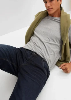 bonprix Große Größen|Outdoorbekleidung|Thermo Relaxed Fit Stretch-Jeans mit Komfortbund, Straight dunkelblau denim