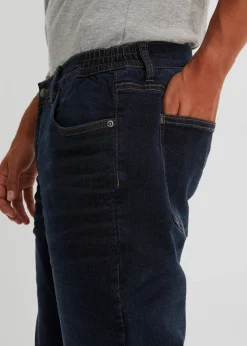 bonprix Große Größen|Outdoorbekleidung|Thermo Relaxed Fit Stretch-Jeans mit Komfortbund, Straight dunkelblau denim