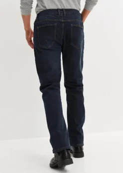 bonprix Jeans|Thermobekleidung|Thermo Relaxed Fit Stretch-Jeans mit Komfortbund, Straight dunkelblau denim