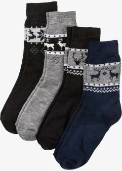 bonprix Socken & Strumpfhosen|Thermounterwäsche|Thermo Socken unisex (4er Pack) schwarz/ blau/ grau meliert