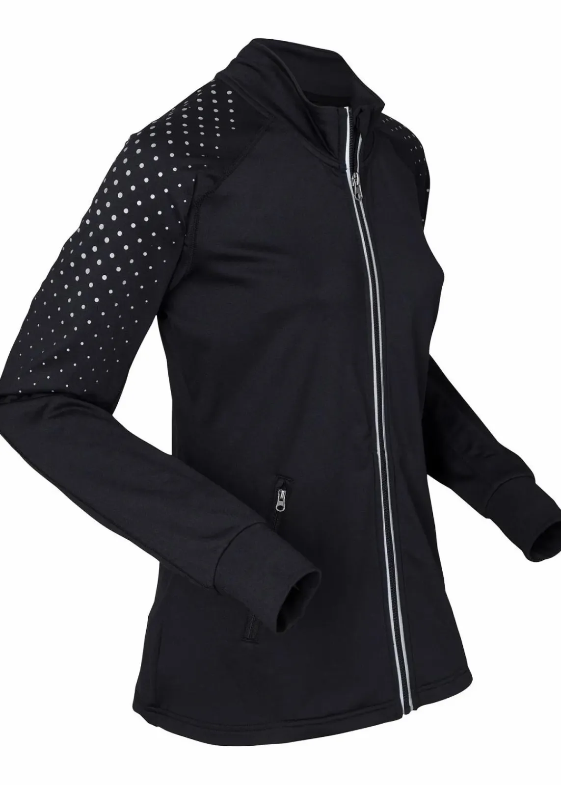 bonprix Outdoorbekleidung|Thermobekleidung|Thermo Sportjacke mit reflektierendem Druck schwarz gepunktet