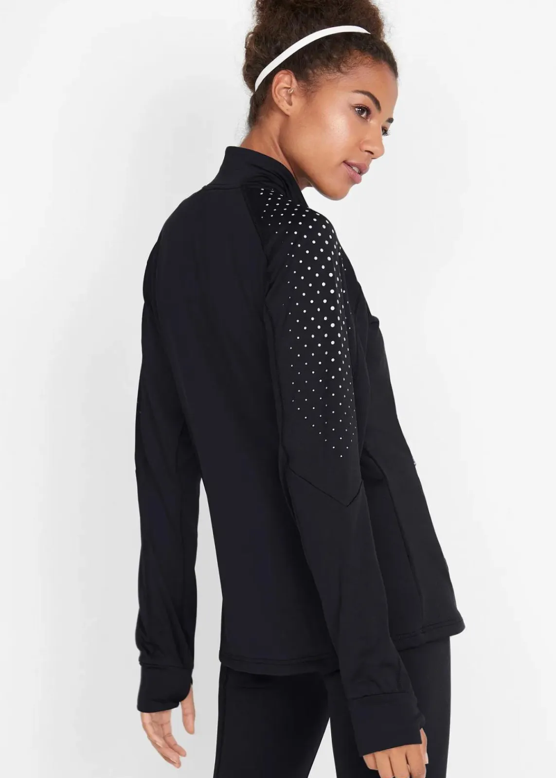 bonprix Outdoorbekleidung|Thermobekleidung|Thermo Sportjacke mit reflektierendem Druck schwarz gepunktet