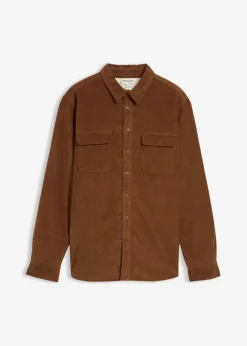 bonprix Große Größen|Thermobekleidung|Thermo-Cordhemd mit Stretchanteil und warmen Fleecefutter pimentbraun