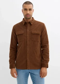 bonprix Große Größen|Thermobekleidung|Thermo-Cordhemd mit Stretchanteil und warmen Fleecefutter pimentbraun