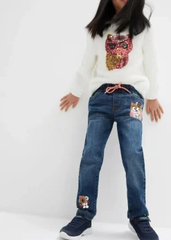bonprix Mädchen 2-8 Jahre·Jacken & Outdoor|Mädchen 2-8 Jahre·Jeans & Hosen|Thermojeans Mid Waist blau denim