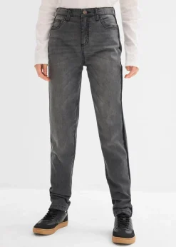 bonprix Mädchen 9-16 Jahre·Jeans|Mädchen 9-16 Jahre·Jacken & Outdoor|Thermojeans mit Jerseyfutter Mid Waist grau denim/schwarz