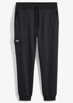 bonprix Große Größen|Outdoorbekleidung|Thermo-Jogginghose mit Cargo-Taschen und Teddyfutter schwarz