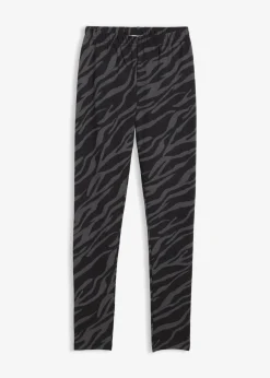 bonprix Mädchen 9-16 Jahre·Hosen & Leggings|Thermo-Leggings schiefergrau/dunkelgrau zebra bedruckt